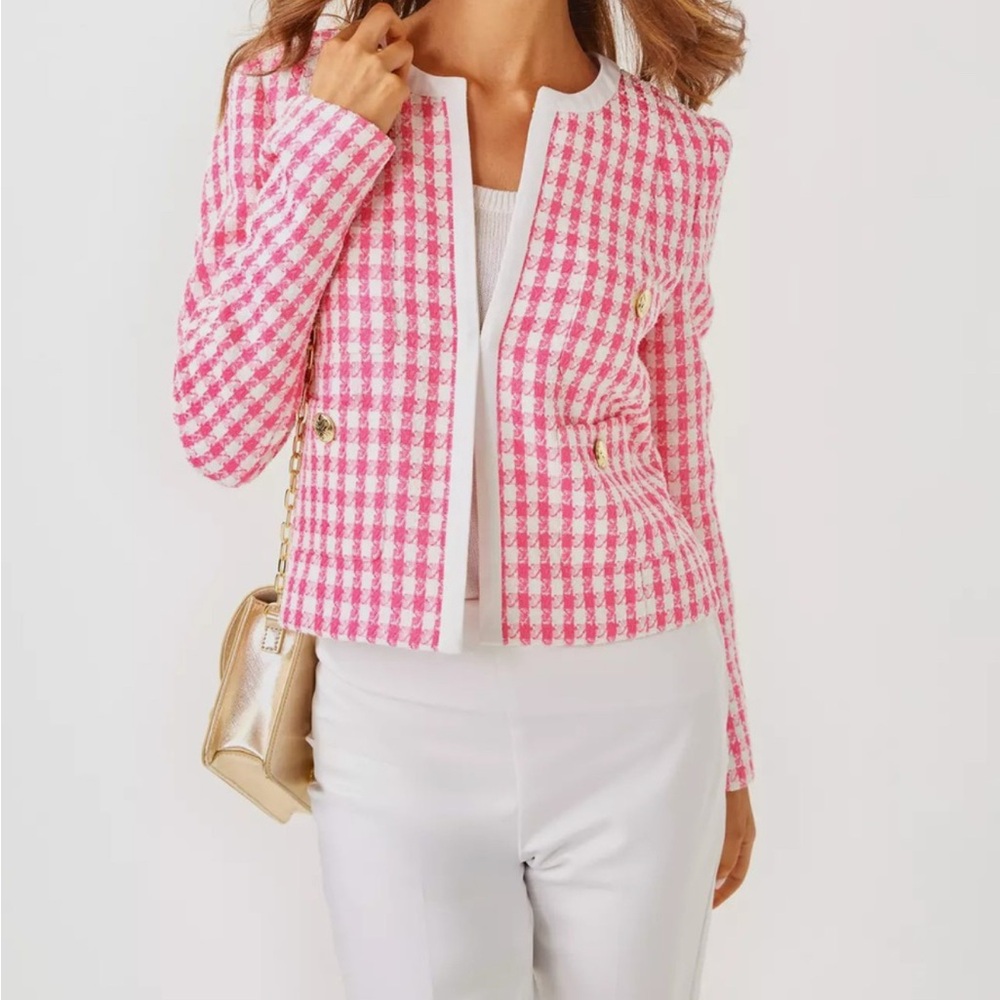 Lilly Pulitzer Pink and White Checkered Jacket - Picture 4 of 4